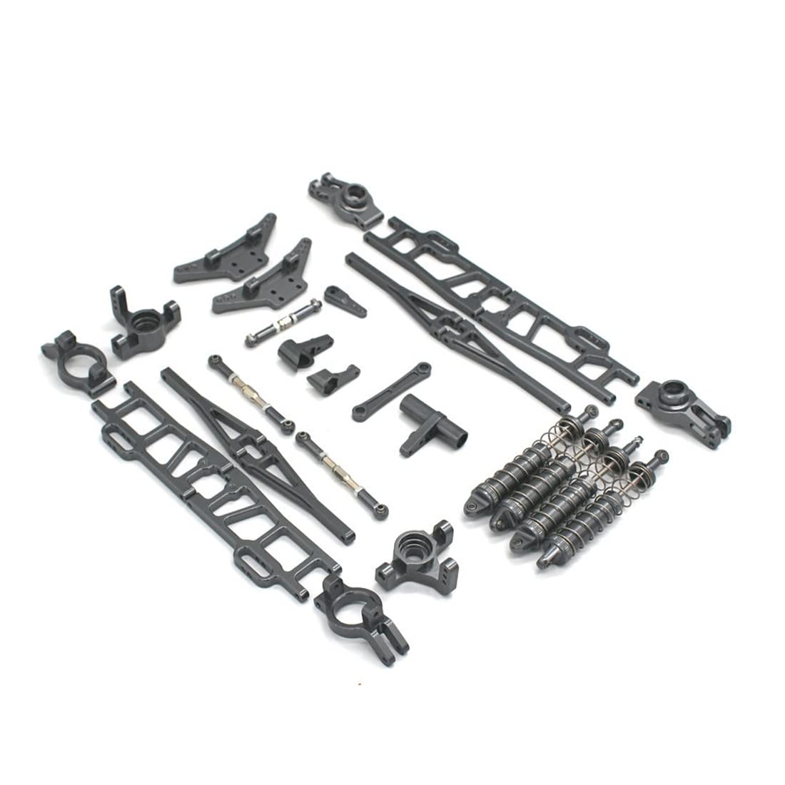 Set di Accessori per L'Aggiornamento del Metallo Braccio di Sospensione 'Ammortizzatore del Blocco dello Sterzo per 104009 12402-A RC Car,Grigio