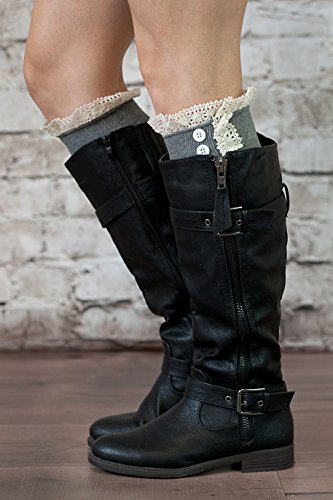 Image of The Original Button Boot Socks with Lace Trim Boutique Socks