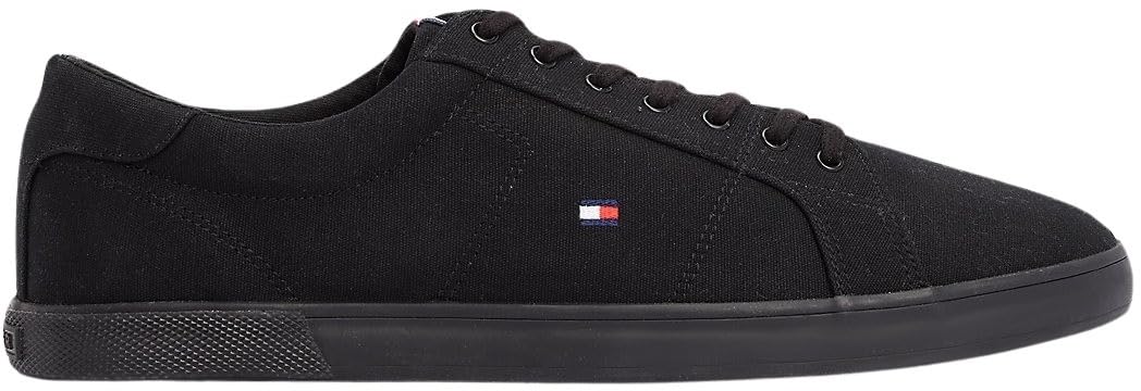 Tommy Hilfiger Zapatillas para Hombre Sneaker con Suela Vulcanizada, Negro (Black/Black), 44