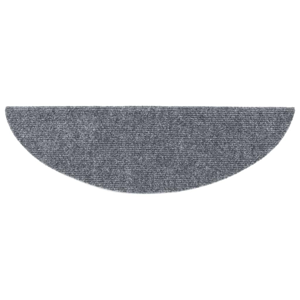 vidaXL Tapis d'escalier Autocollants 15 pièces 56 x 17 x 3 cm Gris Clair Demi-Rond