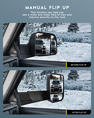 Ocpty Tow Mirrors Power Heated Left Driver Right Passenger Side Towing Mirrors Fit For 2009-2010 For Dodge For Ram 1500 2011-2016 For Ram 1500 2500 3500 With Turn Signal Puddle Light With Black #TOP3