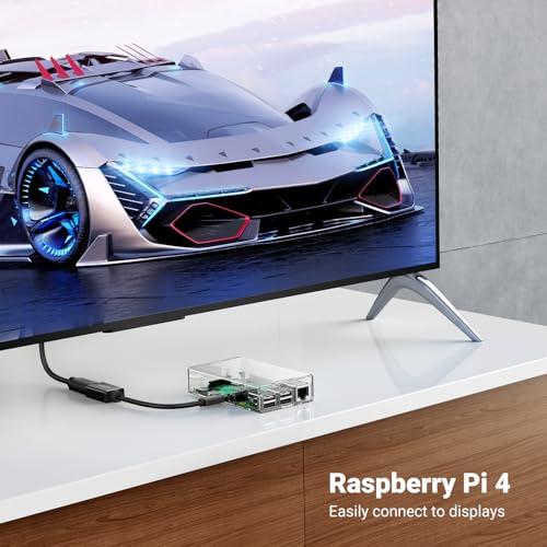 Image of UGREEN Micro HDMI to HDMI Adapter, Male to Female Cable HDMI 2.0 4K@60Hz HDR 3D Dolby 18Gbps High Speed Compatible with Raspberry Pi 5 /Pi 4 / /Pi 500 GoPro Hero 7 6 /Retroid Pocket 3+, 0.6FT