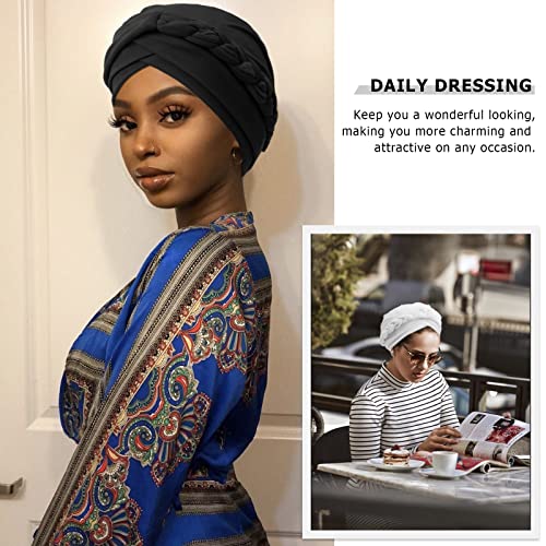 Dreshow African Turban Pre-Tied Twisted Beaded Braid Head Wrap Hat Beanie Headwraps For Black Women Chemo Cancer Cap #TOP1