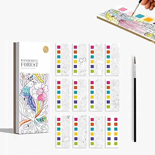 Bricolage Art aquarelle Pinceau, livre de coloration, livre de coloration de magie de l'eau, livre de poche aquarelle, scènes synthétiques de tailleur Cover