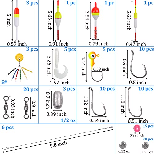 image for AGOOL Freshwater Fishing Tackle Kit, 130pcs Slip Bobbers Rigs Slip Bob