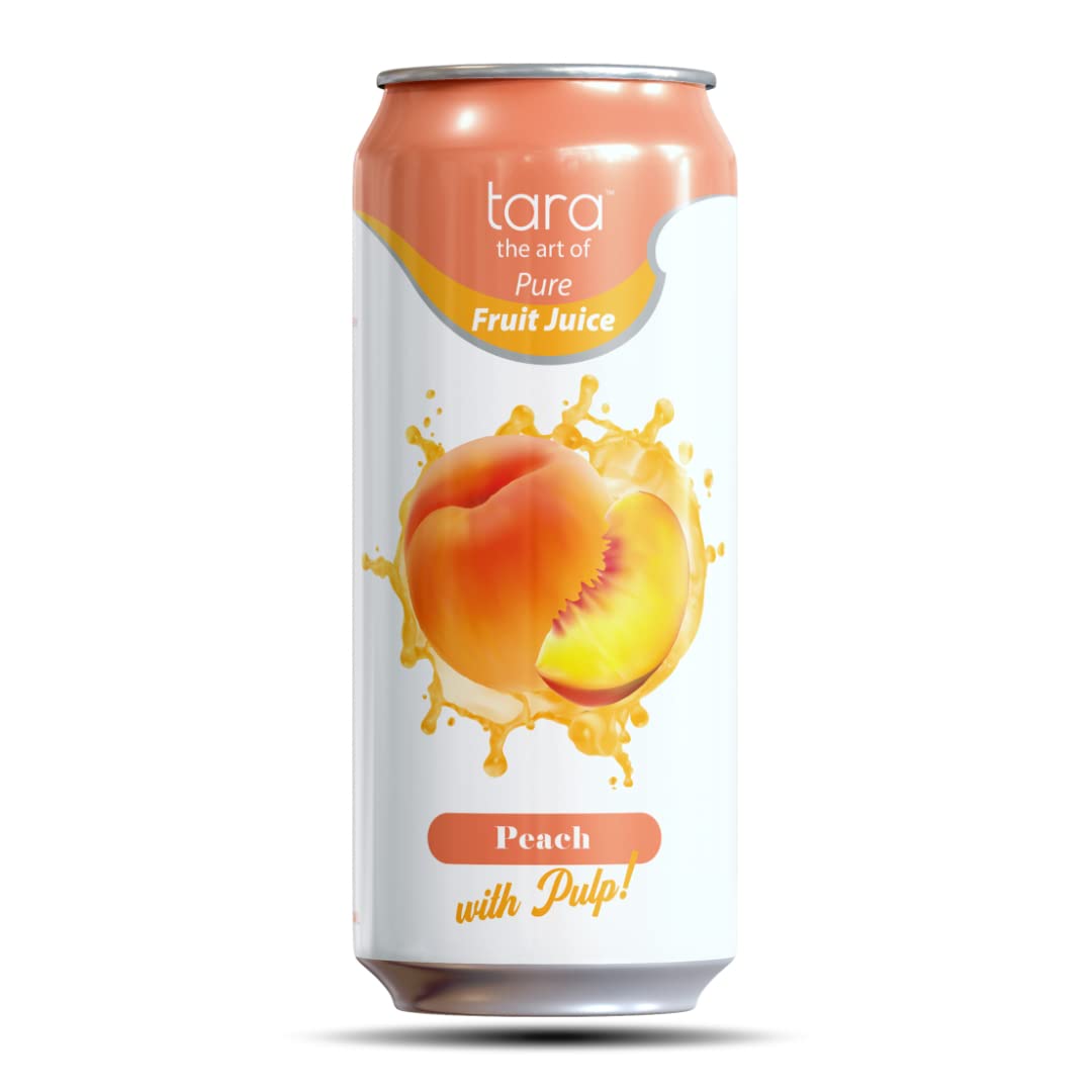 Peach Juice, With Pulp, 100% Pure, No Sugar Added, No Sugar Added, No Preservatives, No Artificial Flavor, No Artificial Color, No Concentrate, Gluten Free, 16.9 fl.oz (Pack of 12), By Tara Beverages