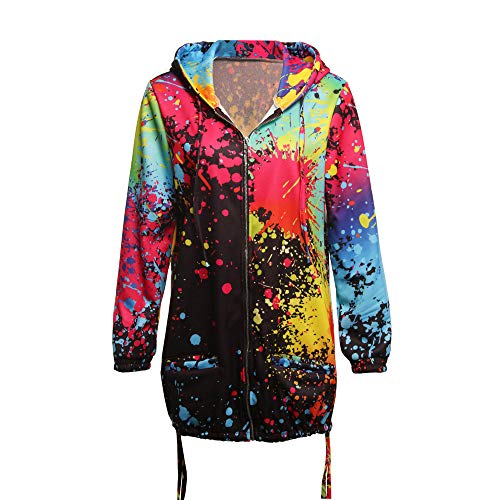 Women Windbreaker Jacket Teen Girls Rainbow Color Casual Hoodies Jacket, Long Sleeve Zipper Up Sweatshirt Outerwear(Black, M)