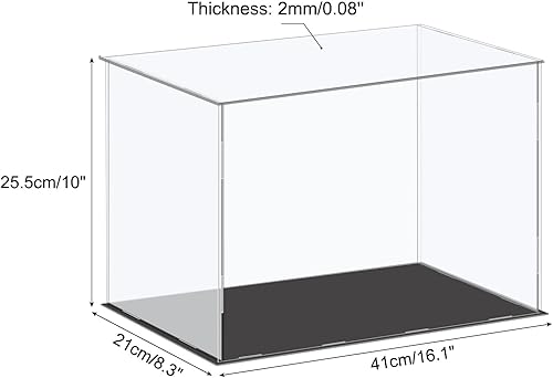 Miniatura 2 de MECCANIXITY Vitrina de acrílico, caja de plástico, caja de almacenamiento, transparente, pequeña, a prueba de polvo, 16.1 x 8.3 x 10 pulgadas para