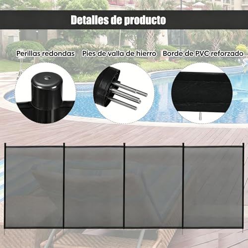 Miniatura 4 de Costway Valla Para Piscina, 360x125cm, 4 Piezas, Vallas De Seguridad Para Piscina, Marco Aluminio Y Tejido Teslin, 340 G M , Con Protección Uv, Vallas Piscinas Seguridad Para Niños Y Mascotas 1