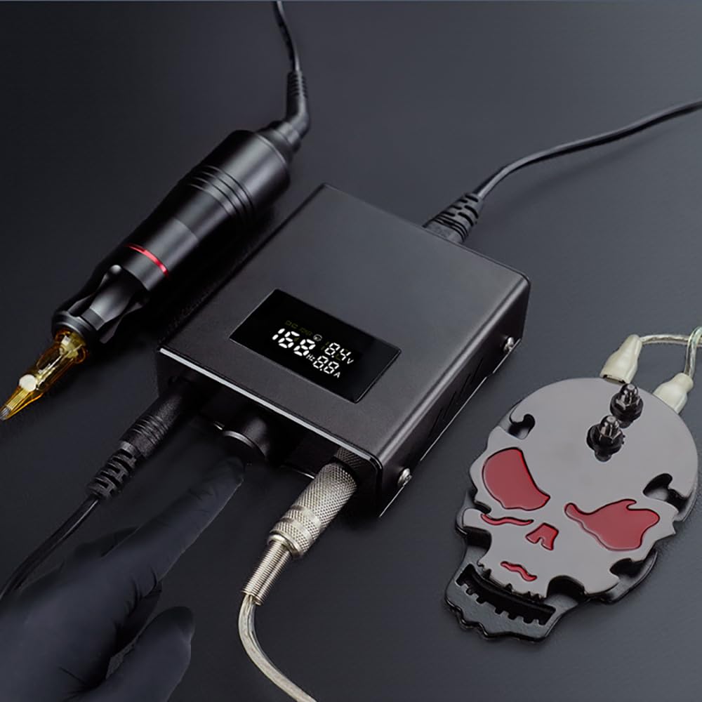 Digital Tattoo Alimentatore per la penna rotante - Mini Power Box professionale con uscita regolabile 3-12 V, display a velocità LCD, 3 modalità di lavoro