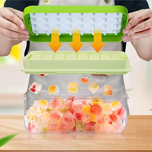Bandeja para cubitos de hielo con tapa, 64 piezas verde miniatura 3