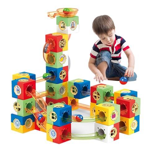 Samuliy Juego de pista de mármol para el desarrollo del cerebro, bloques de aprendizaje clásicos, juego de piedras de juguete para niños, para niñas y niños pequeños a partir de 3 años