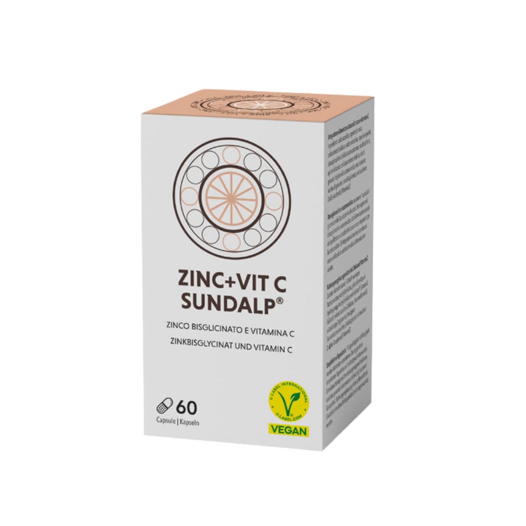 SUNDALP Zinc + Vit C | Integratore per Sistema Immunitario e Stanchezza | Integratore Alimentare con Zinco e Vitamina C - 60 Capsule