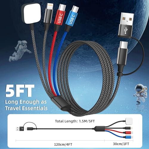 Image of Dual Type-C Ports 4 in 2 Multi Charging Cable for iWatch Charger /iPhone 17