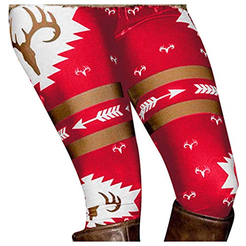 MRULIC Women's Christmas Yoga Pants Autumn and Winter Fashion Printing Leggings Slim Fit and Comfortable Sports Trousers Women's Running Capris (Red,M)