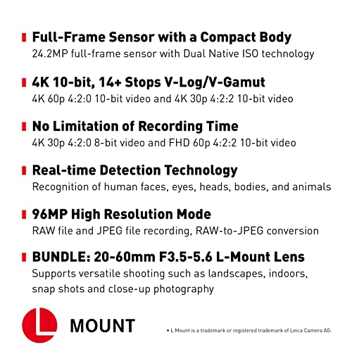 Image of Panasonic LUMIX S5 Full Frame Mirrorless Camera (DC-S5BODY) and LUMIX S 20-60mm F3.5-5.6 L Mount Interchangeable Lens (S-R2060)
