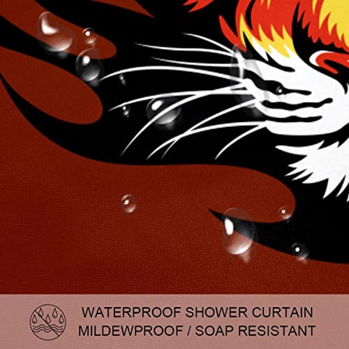 Rideau de douche tigre rouge 183 cm étanche et résistant