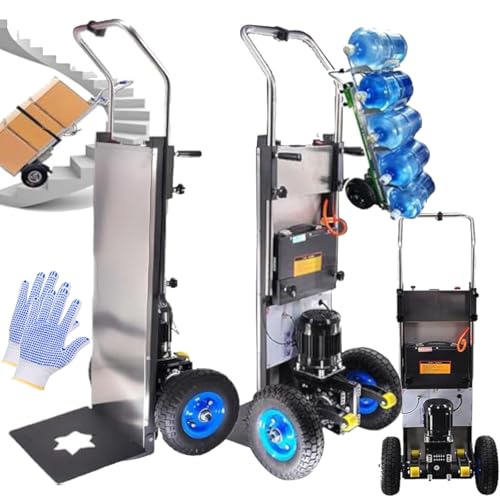 YXYSSMDGHY Carretilla Eléctrica para Subir Y Bajar Escaleras,Carretilla De Mano Ahorradora De Mano De Obra con Mango Telescópico, Motor Sin Escobillas De 1200 W, Carga De 400 Kg