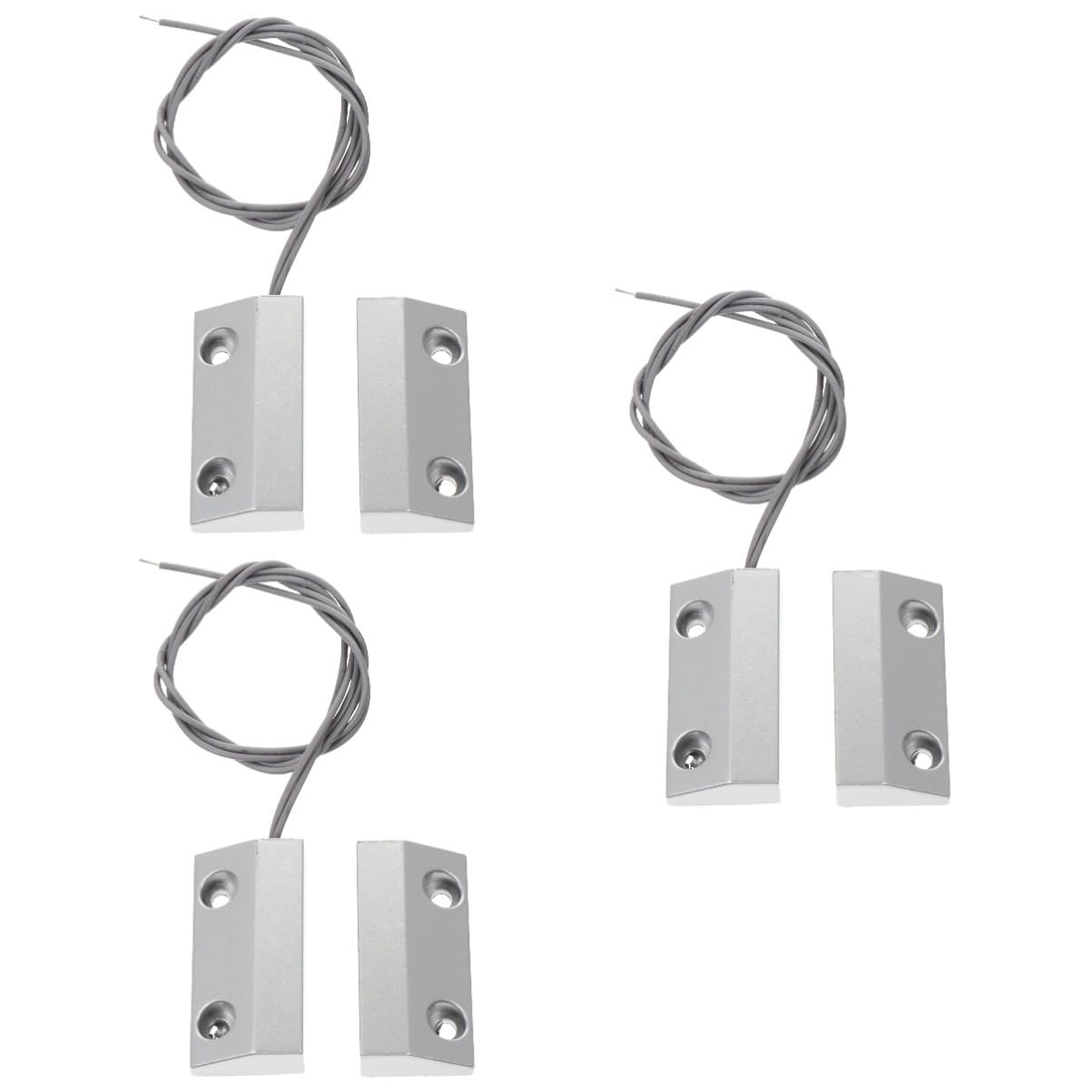 jojofuny 3ensembles Alarme De Sécurité pour Porte Et Fenêtre Alliage De Zinc Détecteur Magnétique De Cambriolage Dispositif Filaire pour Les Intrusions MC