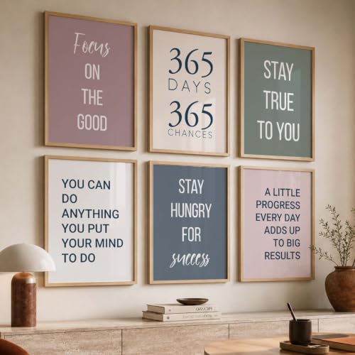 Image of kotart Motivational Quote wall Paintings with Frame for Home Decoration - Painting Living Room Bedroom Office hanging frames Set of 6 Multicolo (19X25 Inch, H)