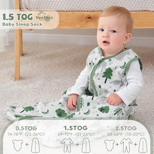 Image of Yoofoss Baby Sleep Sack 0-6 Months with Plush Dots Lining, 2 Pack TOG 1.5 Fleece Baby Wearable Blanket with 2-Way Zipper, Organic Cotton Fabric Toddler Sleeping Sack, (Small)