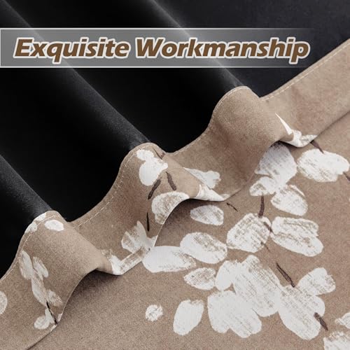 Image of BFAM Floral Print 100% Blackout Curtain with Black Linning at Back, Floral Print Curtains for Living Room /Bedroom Thermal Insulated Energey Saving Blossom Curtain, Pack of 1 Curtain