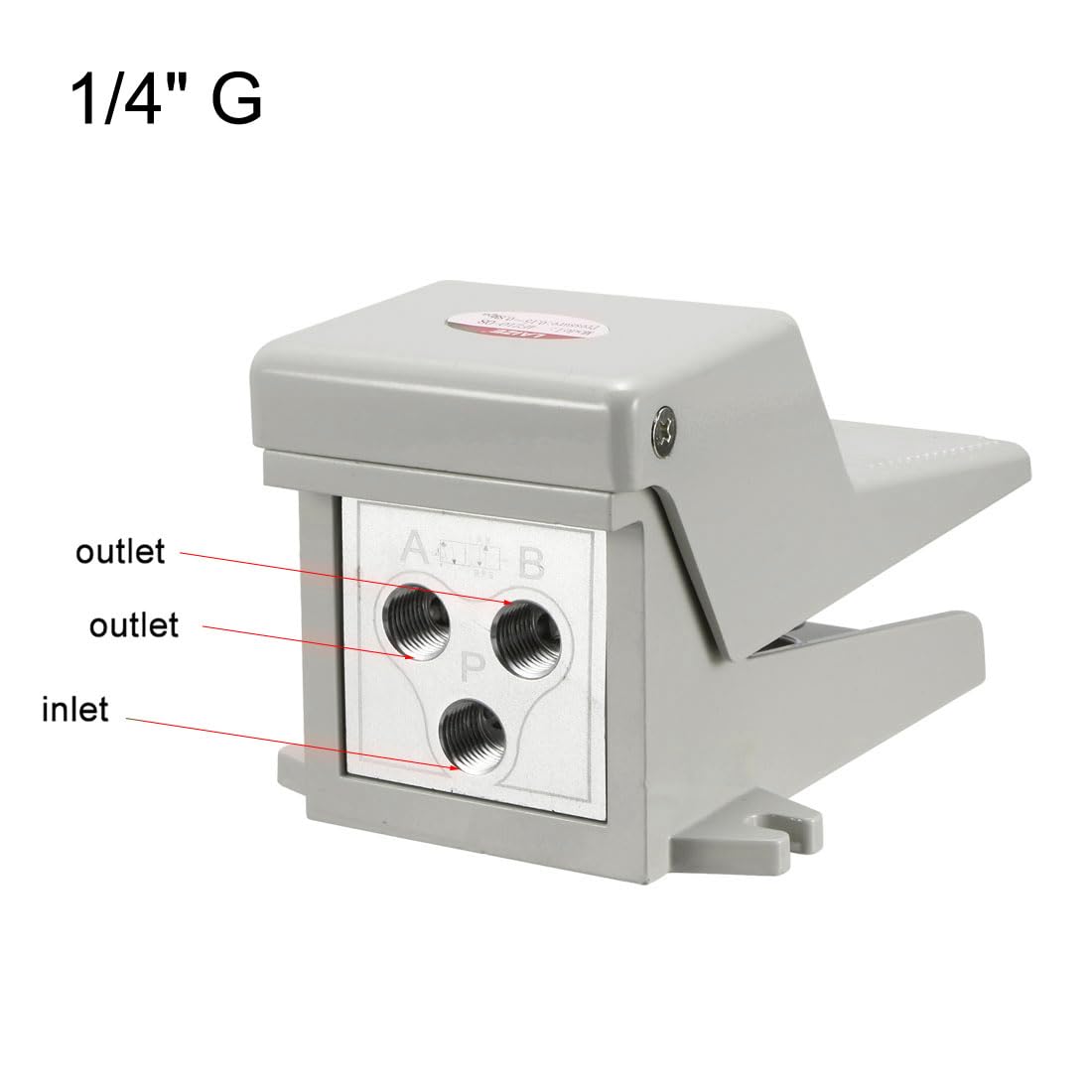 sourcing map Válvula de pedal de pie de 2 Posición 3 Salidas 1/4" Hembra G momentáneo antideslizantes neumática