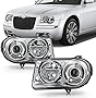 ACANII - For [Halogen Model] 2005-2010 Chrysler 300 C Chrome Projector Headlights Headlamps Replacement Pair Left+Right