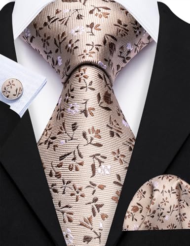 Image of Barry.Wang Ties for Men Silk Tie Sets Polka Dot Woven Necktie Pocket Square Cufflinks Business Wedding