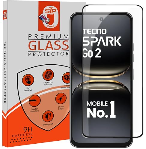 Image of Premium Tempered Glass Screen Protector Guard Compatible For Tecno Spark Go 2 5G (6.67 Inch, Pack of 1) | Edge to Edge Coverage With Easy to installation kit for Smartphone