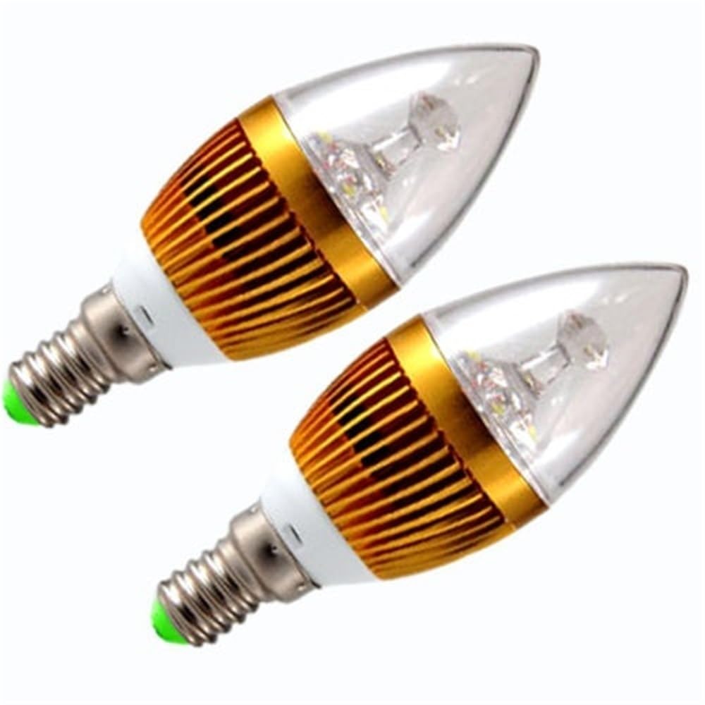 RZL Illuminazione, Confezione da 50 lampadine a candela a LED AC110v-240v 3W E14 senza fiamma bianco caldo/bianco freddo(Cold White,Silver)