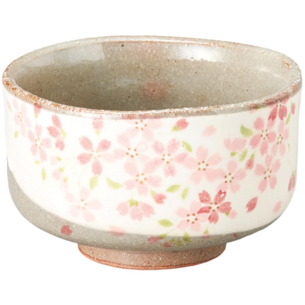 Mino Ware Matcha Bowl White Pink Sakura Dotted Chawan 3.9in Japan