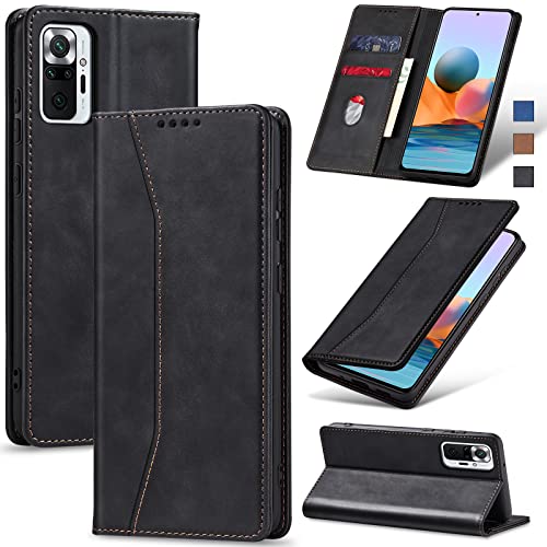 Cover per Xiaomi Redmi Note 10 Pro Max, Flip Caso in PU Pelle Premium Portafoglio [Kickstand] [Slot per Schede] [Chiusura Magnetica] Con Grigio