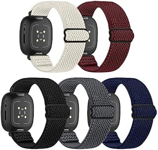 WNIPH Fitbit Versa 4 Armband Kompatibel mit Fitbit Versa 3/ Versa 4/ Fitbit Sense/ Sense2 Armband,Weiches Elastisches Verstellbar Nylon Sport Loop Uhrenarmband für Fitbit Versa 4/Versa 3/Sense 2/Sense