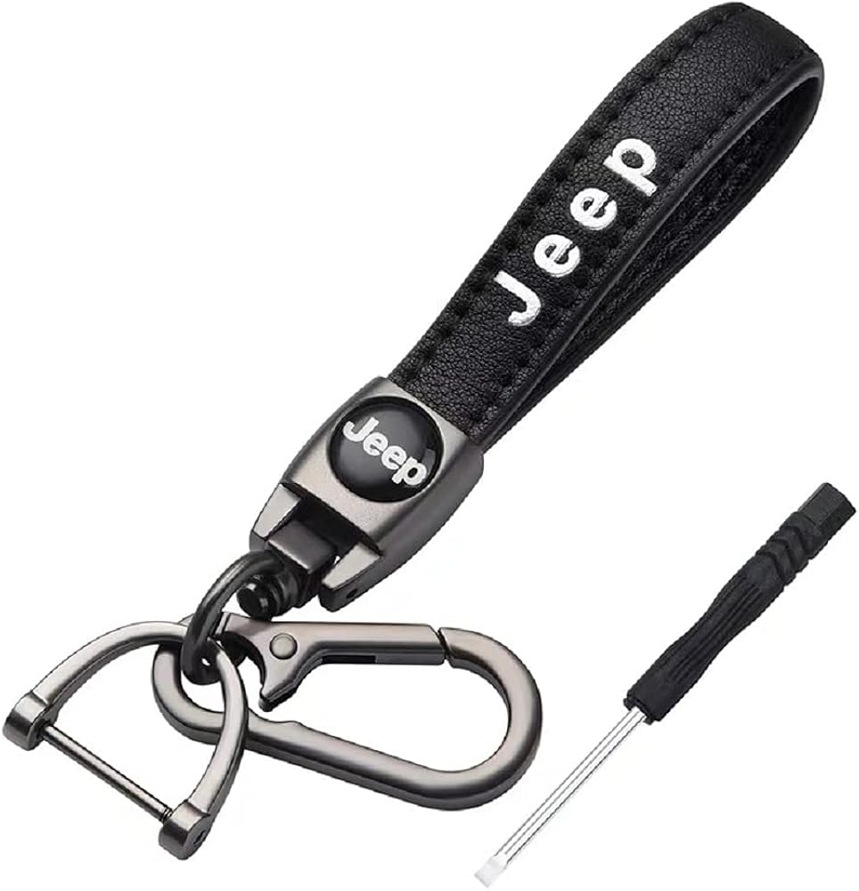 Leather key chain set for Chevrolet Camaro Cruze Spark Volt, Malibu Bolt Sonic Trax with keychain , accessories (black) (Suit for Jeep (Black)) : Automotive