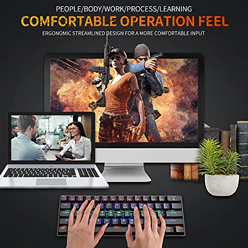 Snpurdiri 60 Percent Mechanical Gaming Keyboard, Blue Switch Anti-Ghosting 61 Key Led Rainbow Backlit Keyboard, Mini Portable Quick Response Keyboard For Laptop Pc Gamer, Black #TOP6