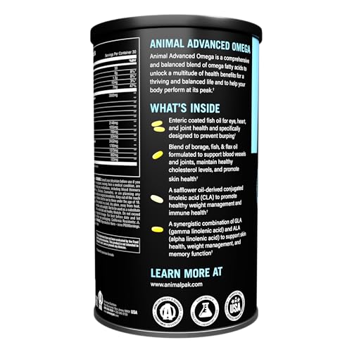 Animal Advanced Omega Essential Fatty Acids - High Potency 3500mg Omega 3 & Omega 6 Supplement with EPA, DHA, ALA, CLA, GLA for Heart, Brain, Joint, Skin, Eye, Metabolism, Immune Health - 30 Day Pack - Image 5