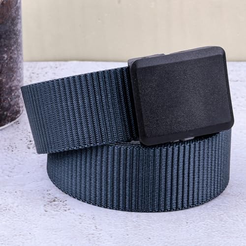 moonsix Casual Nylon Belt with Plastic Buckle Adjustable Breathable Webbing No Hole Belt for Men Women Outdoor3