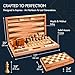 Pointworks 17 Inch Chess Checkers Backgammon Set for adults, Wooden chess set combo, portable folding two sided board multi game design, maple walnut inlay with large weighted pieces, acrylic checkers