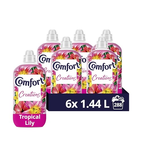 Comfort Perfume Creations Tropical Lily Fabric Conditioner Softener with Motion-Activated Fragrance Technology 100 Days of Freshness 48 washes(1.44 L) - Case pack of 6