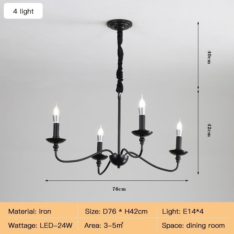 French Black Living Room Pendant lamp Minimalist Chandelier for Bedroom Dining Room Kitchen Cabin loft Vintage Candle Lighting,luminaire