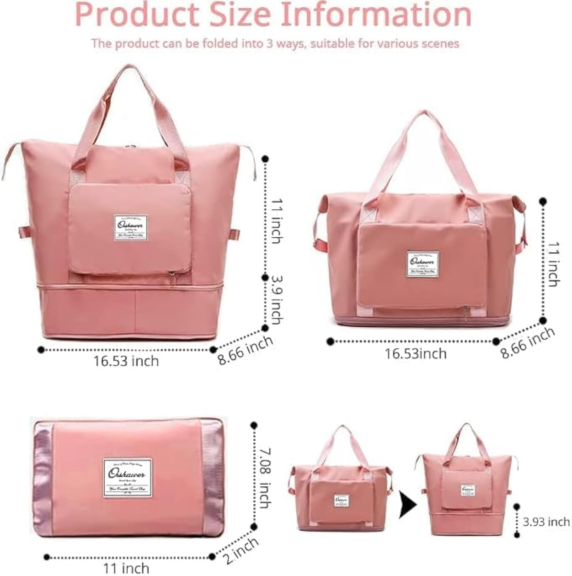 Foldable Travel Duffel Bag with Shoe Compartment