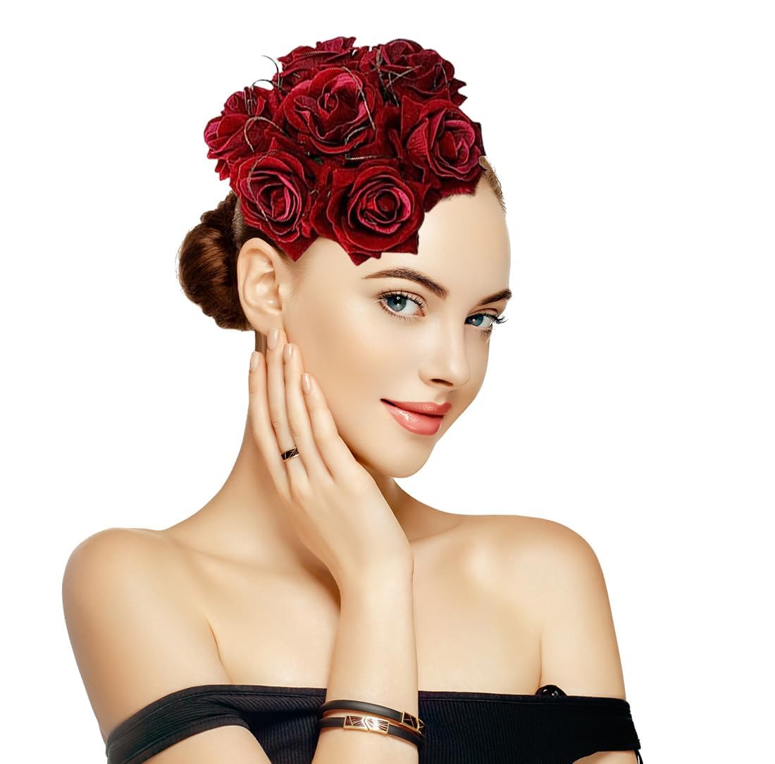 Headband Rose Hat Women, Handmade Rose Fascinators Hat, Flower Tea Party Fascinator Hats White Fascinators