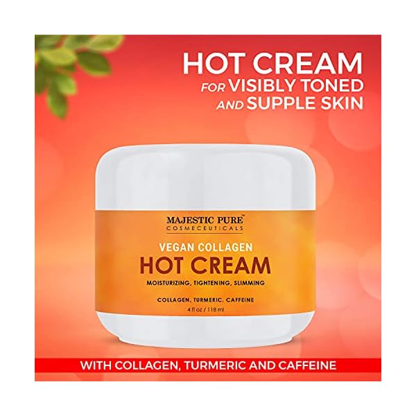 MAJESTIC-PURE-Cellulite-Hot-Cream-Soothing-Relaxing-Tightening-Firming-Slimming-with-Vegan-Collagen-Turmeric-Caffeine-Joint-and-Muscle-Pain-4-oz MAJESTIC PURE Hot Cream - with Caffeine, Vegan Collagen & Turmeric - Massaging, Relaxing, Skin Tightening, Firming…