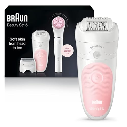Braun Depiladora SE5-895, dispositivo de depilación, depiladora para mujeres, incluye afeitadora y cepillo exfoliante de limpieza facial,