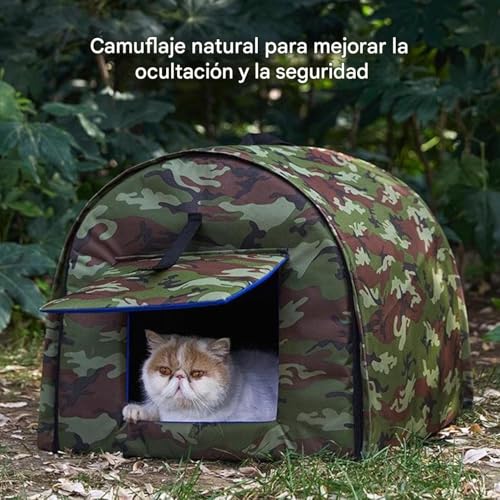 Katzenhaus für den Außenbereich, Höhlenbett mit Isolierung und Camouflage, Winterschutz für Katzen- für Kätzchen, Welpen und für Garten, Hof, Rasen, Bauernhof-3