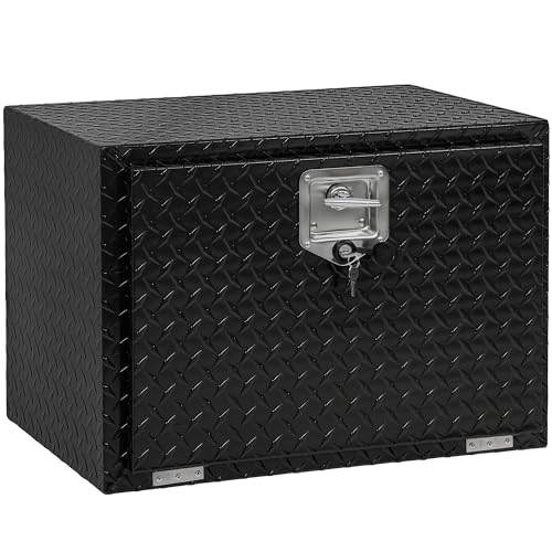 YITAMOTOR Cajas de herramientas de aluminio resistente de 24 pulgadas, cajas de herramientas de camión con placa de diamante, organizador de almacenamiento de pecho impermeable para cama de camioneta,