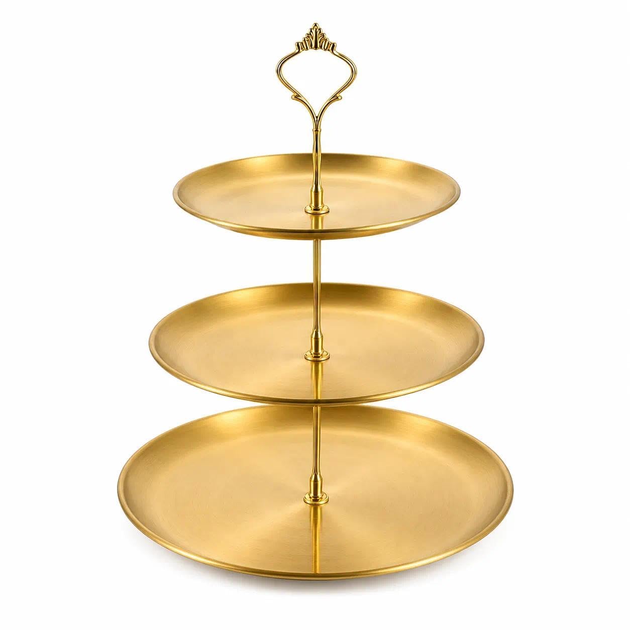 Soyinht 1 Set 3 Tier Cake Stand, Gold Tiered Cake Stand