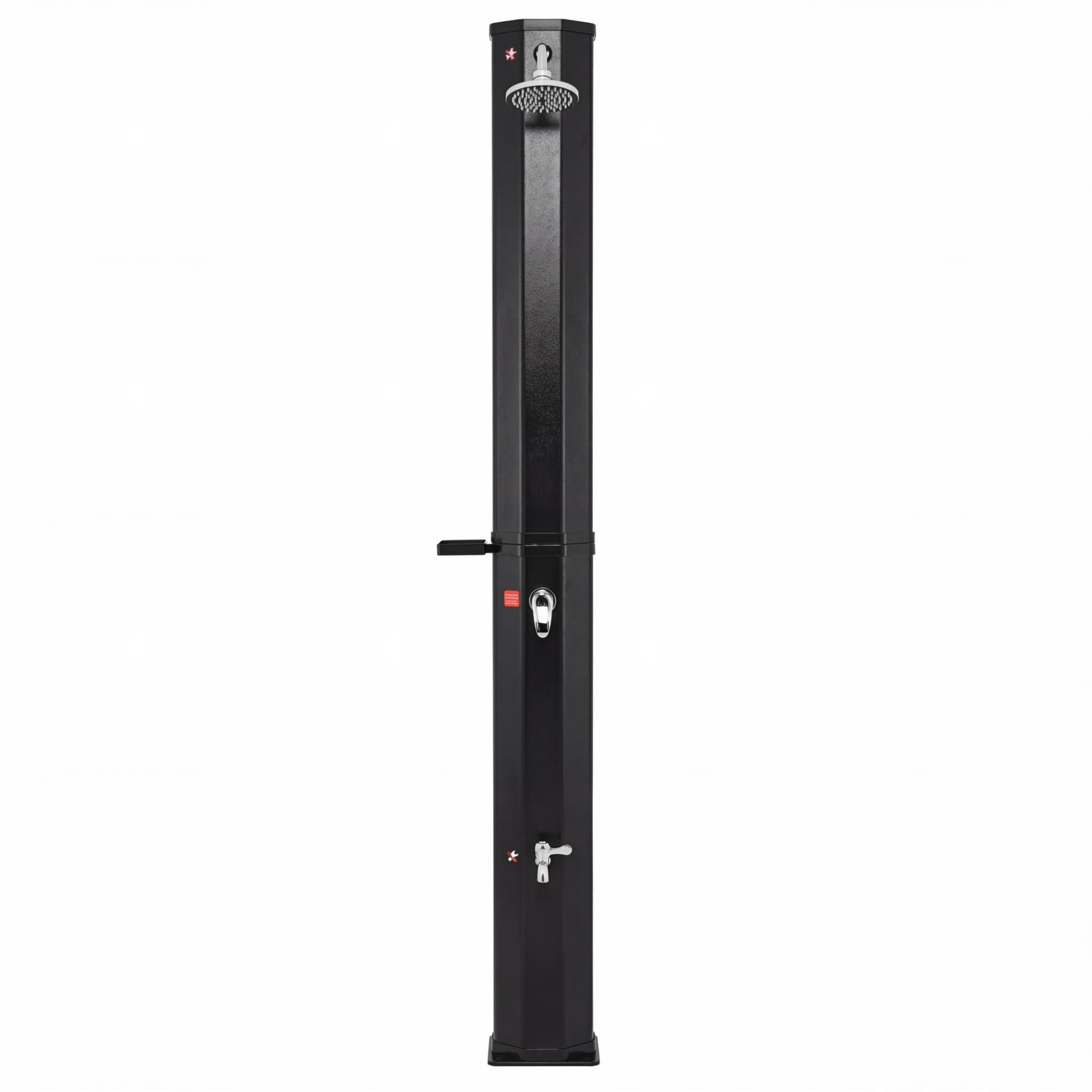 HOMASIS Douche Solaire Extérieure 60 L, Douche de Jardin avec Pommeau Pivotant 360°, Robinet pour Pieds, Porte-Savon, Housse de Protection, Eau Chaude jusqu'à 60°C, pour Piscine Camping Plage (Noir)