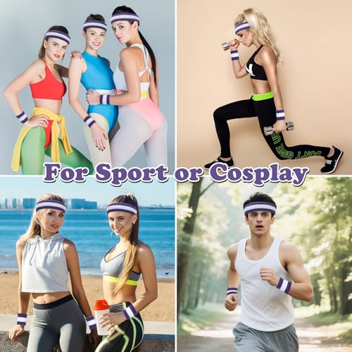 Image of ONUPGO Sweatband Set Sports Headband Wristband Set Sweatbands Terry Cloth Wristband Wrist Sweatband Headbands Moisture Wicking Sweat Absorbing Head Band